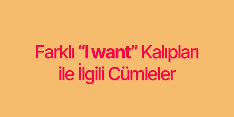 ingilizcede I want kalıpları ile ilgili cümleler